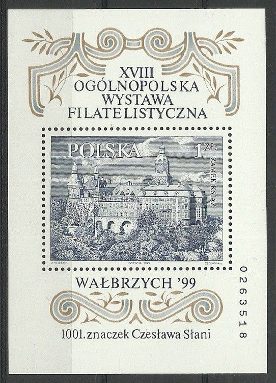 Znaczek Polska 1999 Mi bl 136 Fi bl 166B Czyste **