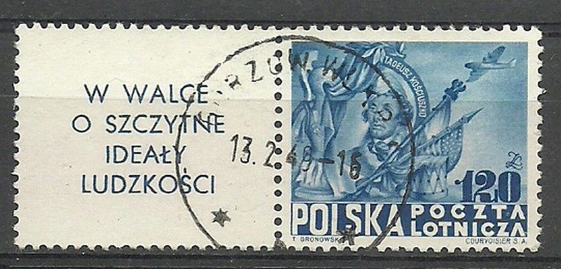 Znaczek Polska 1948 Mi zf 517 Fi Pw2 491 Stemplowane
