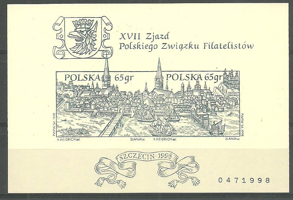 Znaczek Polska 1998 Mi bl 133B Fi bl 163A Czyste **