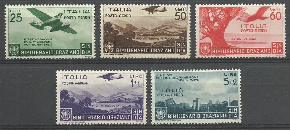 Znaczek Włochy 1936 Mi 555-559 Z podlepką *