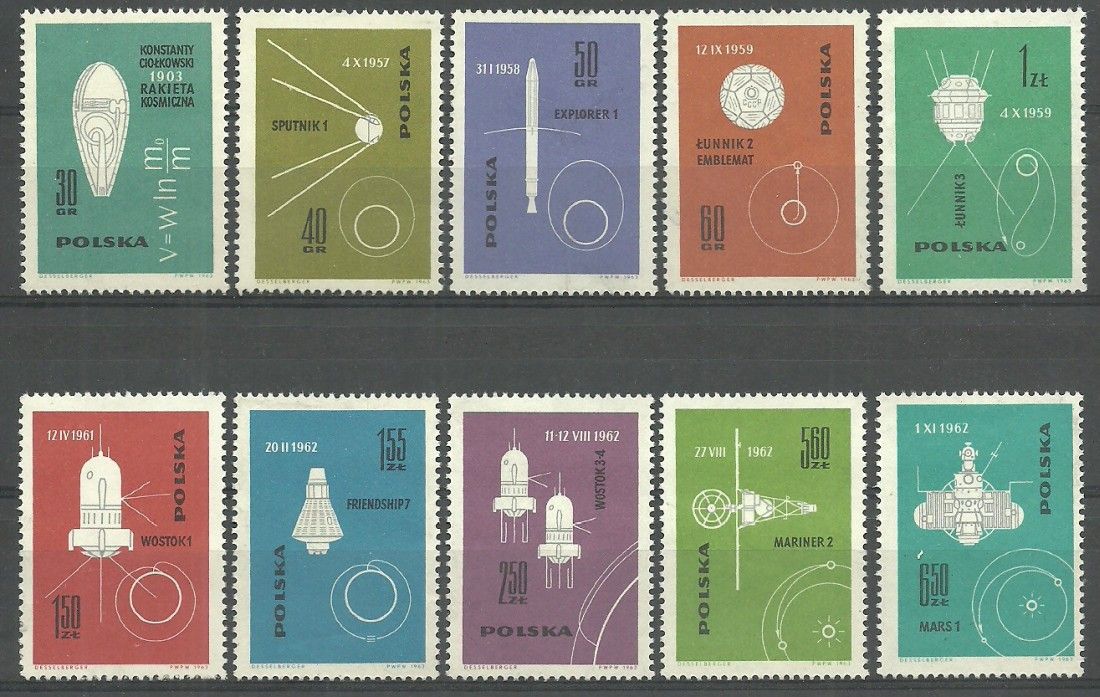 Znaczek Polska 1963 Mi 1437-1446 Fi 1289-1298 Czyste **