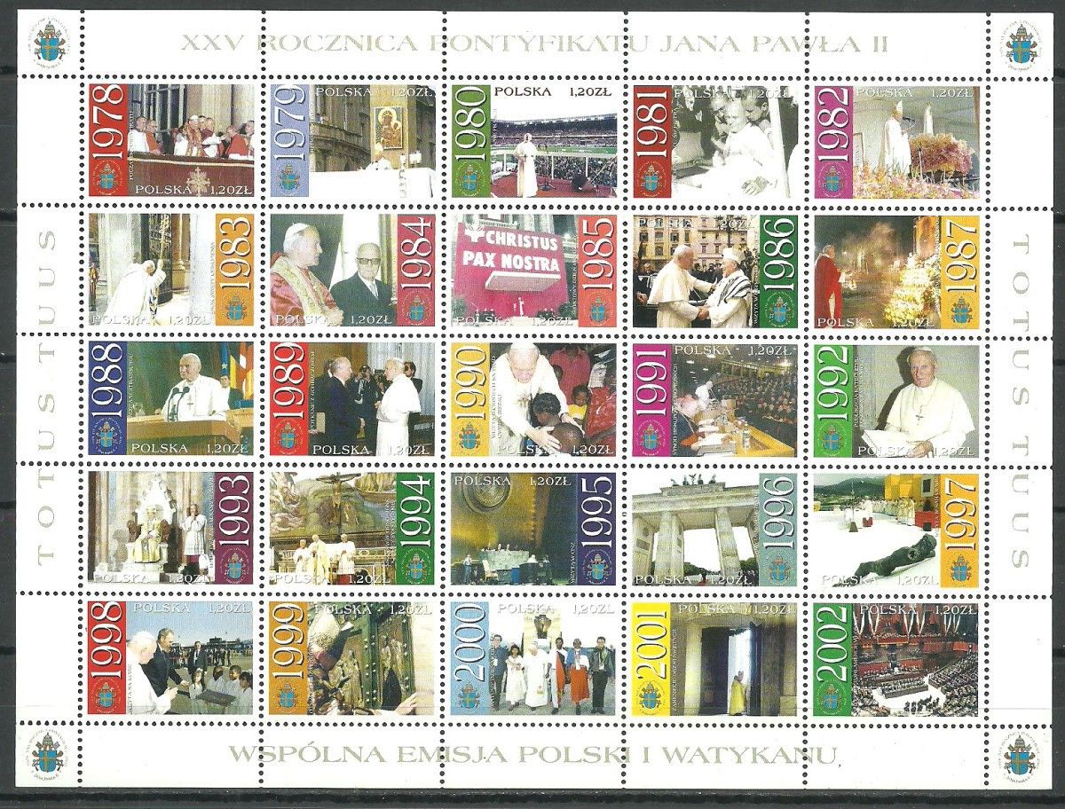Znaczek Polska 2003 Mi ark 4018-4042 Fi ark 3868-3892 Czyste **