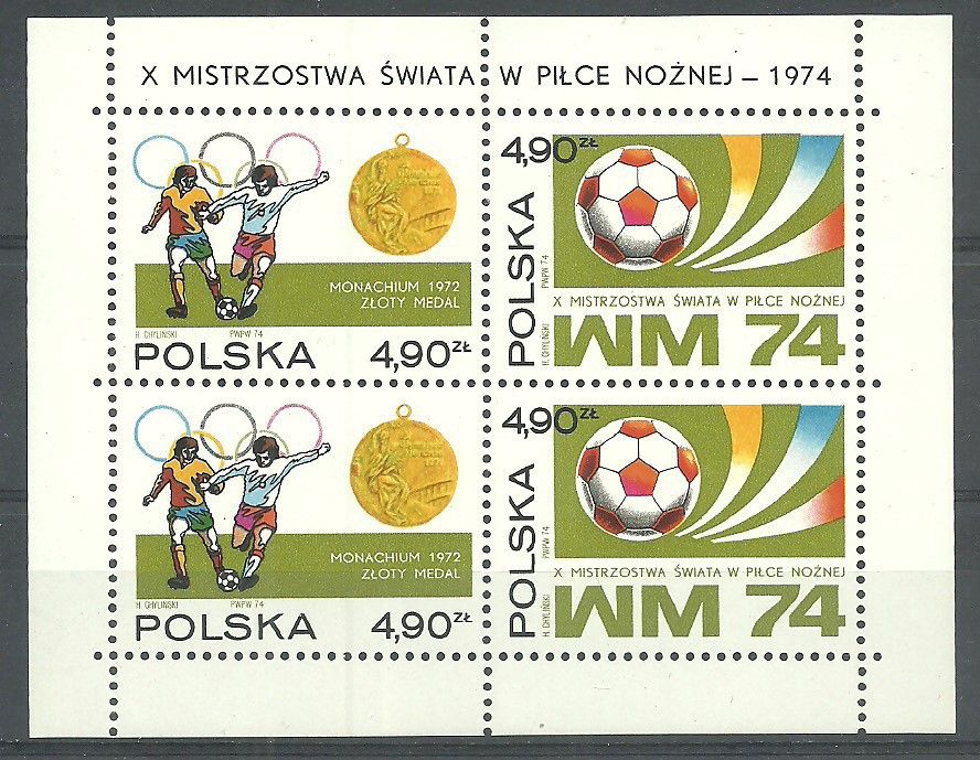 Znaczek Polska 1974 Mi bl 59 Fi bl 93 Czyste **
