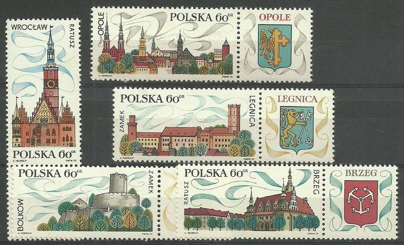 Znaczek Polska 1970 Mi zf 2001-2005 Fi zf 1852-1856 Czyste **