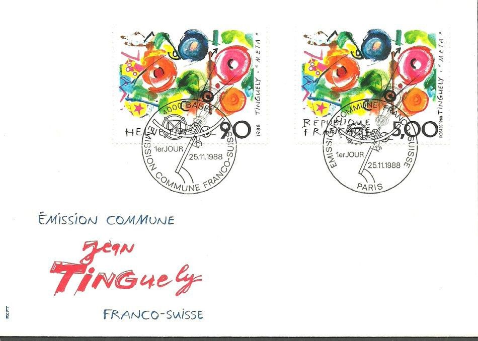 Znaczek Szwajcaria 1988 Mi 1380+FRN2693 FDC