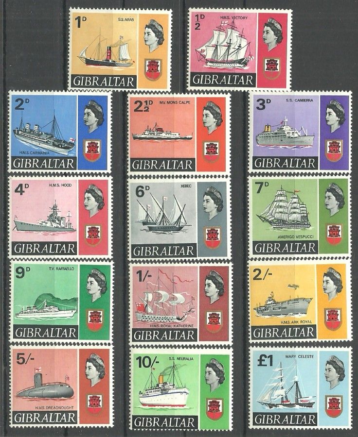 Znaczek Gibraltar 1967 Mi 188-201 Czyste **