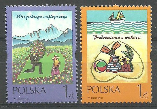 Znaczek Polska 2001 Mi 3887-3888 Fi 3737-3738 Czyste **