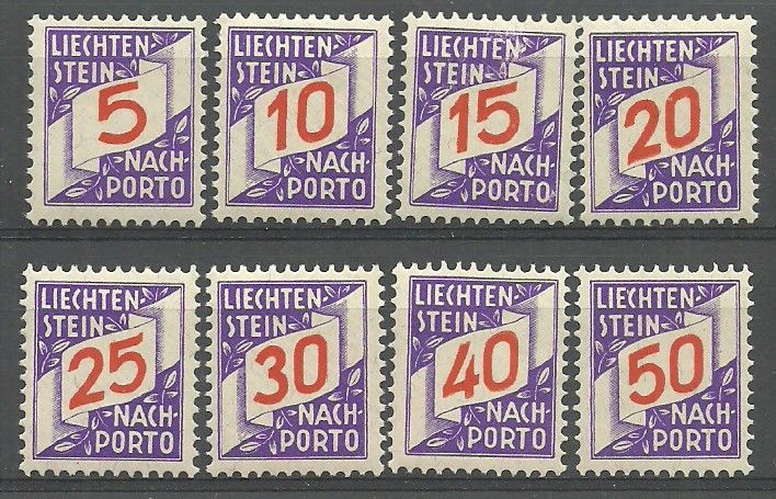 Znaczek Liechtenstein 1928 Mi por 13-20 Czyste **