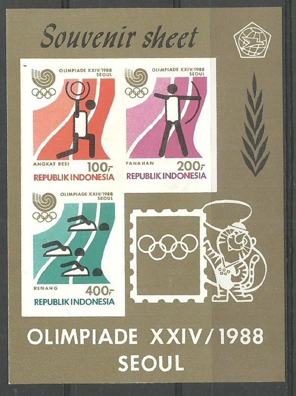 Znaczek Indonezja 1988 Mi bl 61B Czyste **