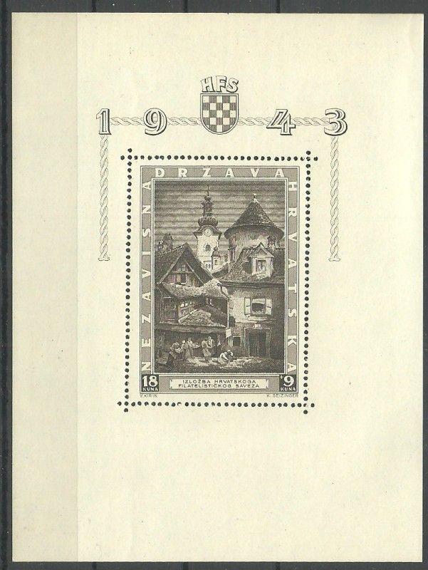 Znaczek Chorwacja 1943 Mi bl 6 Czyste **