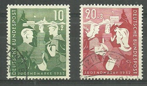 Znaczek Niemcy 1952 Mi 153-154 Stemplowane