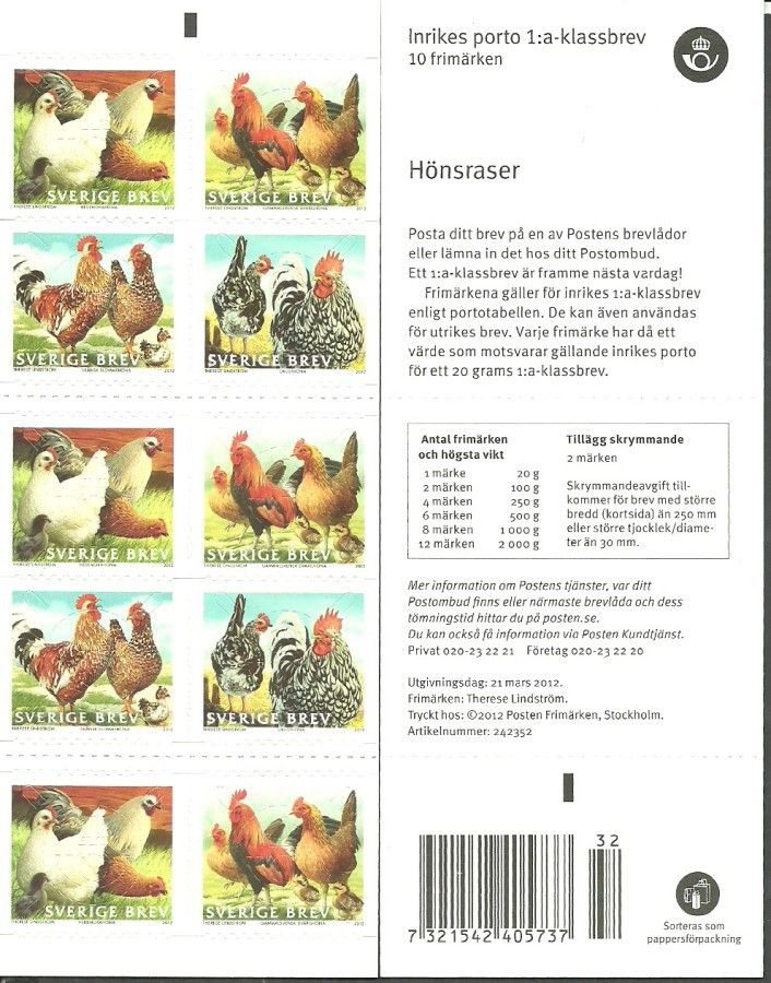 Znaczek Szwecja 2012 Mi mh 2881-2884 Czyste **