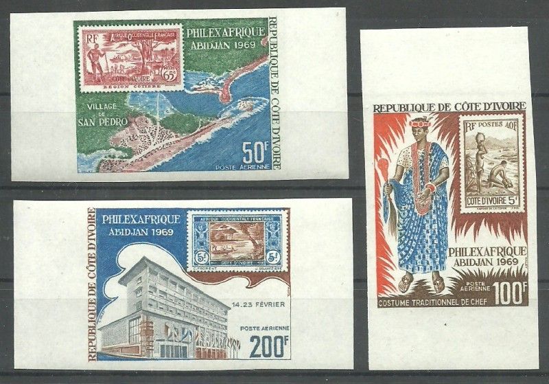 Znaczek Wybrzeże Kości Słoniowej 1969 Mi 340-342B Czyste **