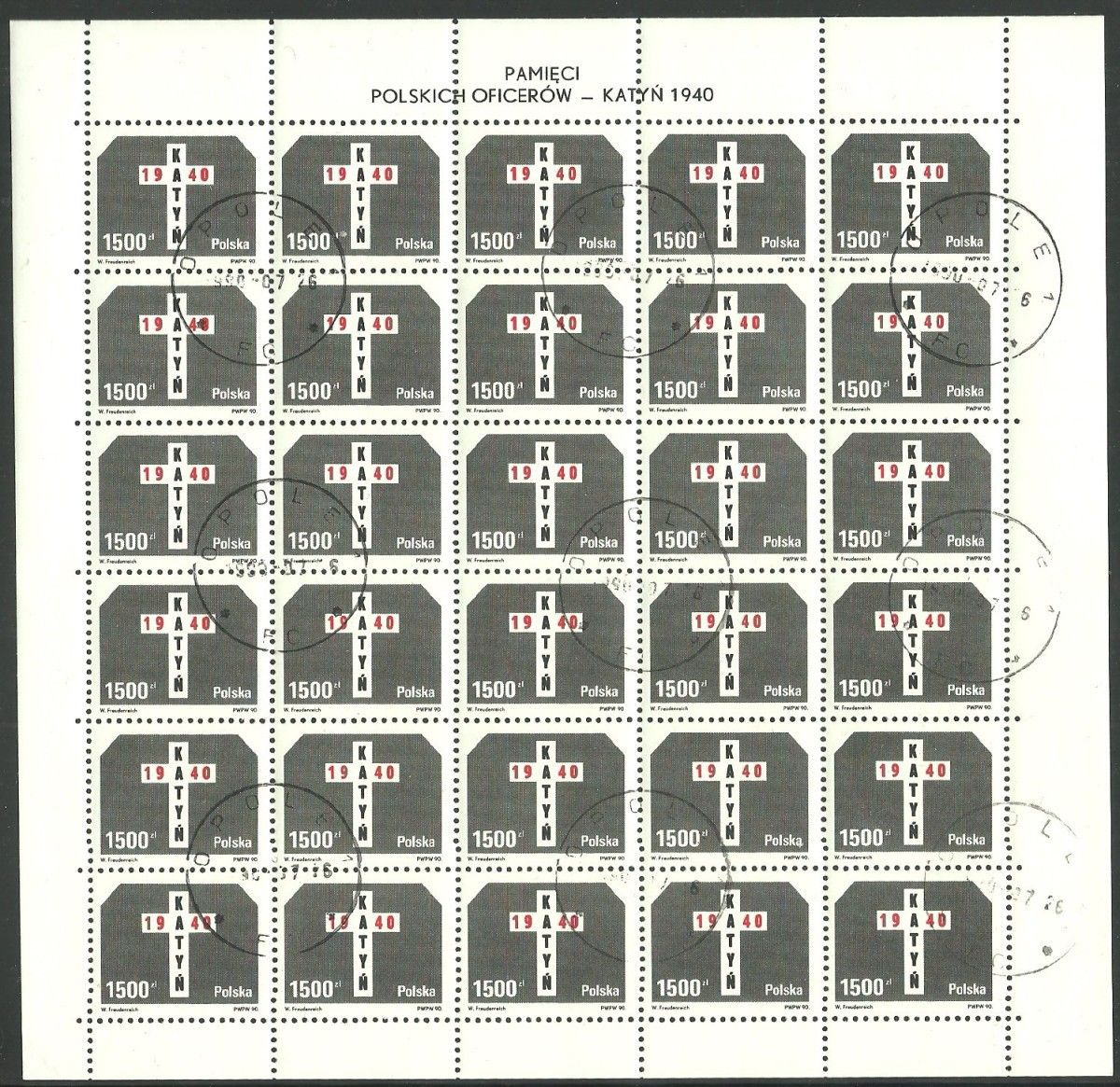 Znaczek Polska 1990 Mi abo ark 3272 Fi ark 3126 Stemplowane