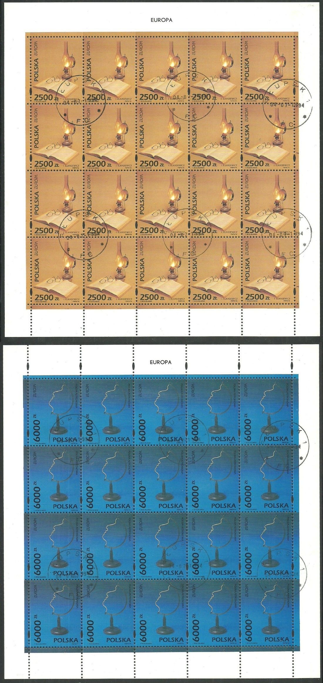 Znaczek Polska 1994 Mi abo ark 3486-3487 Fi ark 3338-3339 Stemplowane
