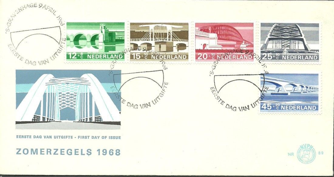Znaczek Holandia 1968 Mi 894-898 FDC