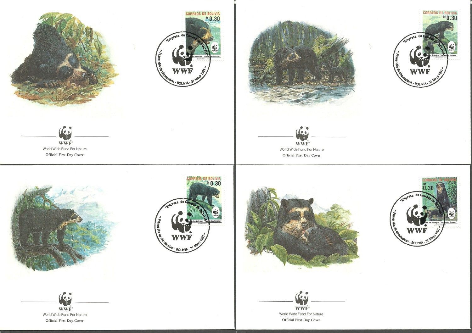 Znaczek Boliwia 1991 Mi 1137-1140 FDC