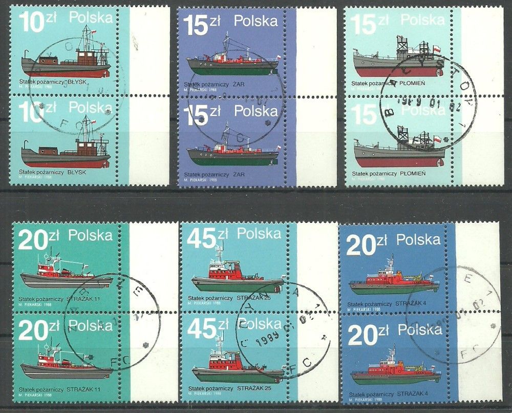 Znaczek Polska 1988 Mi abo 3184-3189 Fi 3036-3041 Stemplowane
