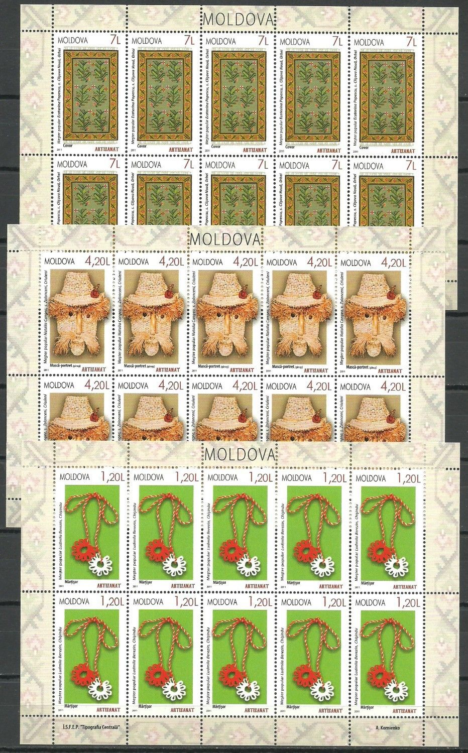 Znaczek Mołdawia 2011 Mi ark 738-740 Czyste **