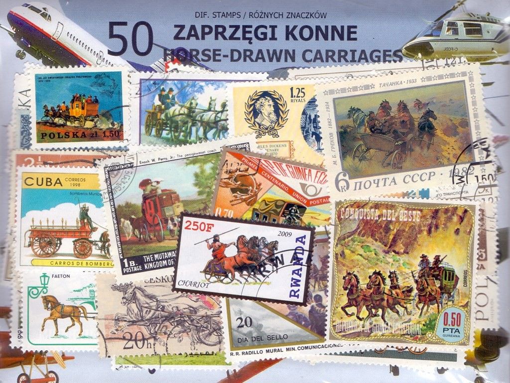 Znaczek ZAPRZĘGI KONNE 50 znaczków