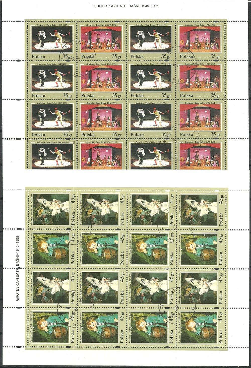 Znaczek Polska 1995 Mi abo ark 3537-3540 Fi ark 3389-3392 Stemplowane