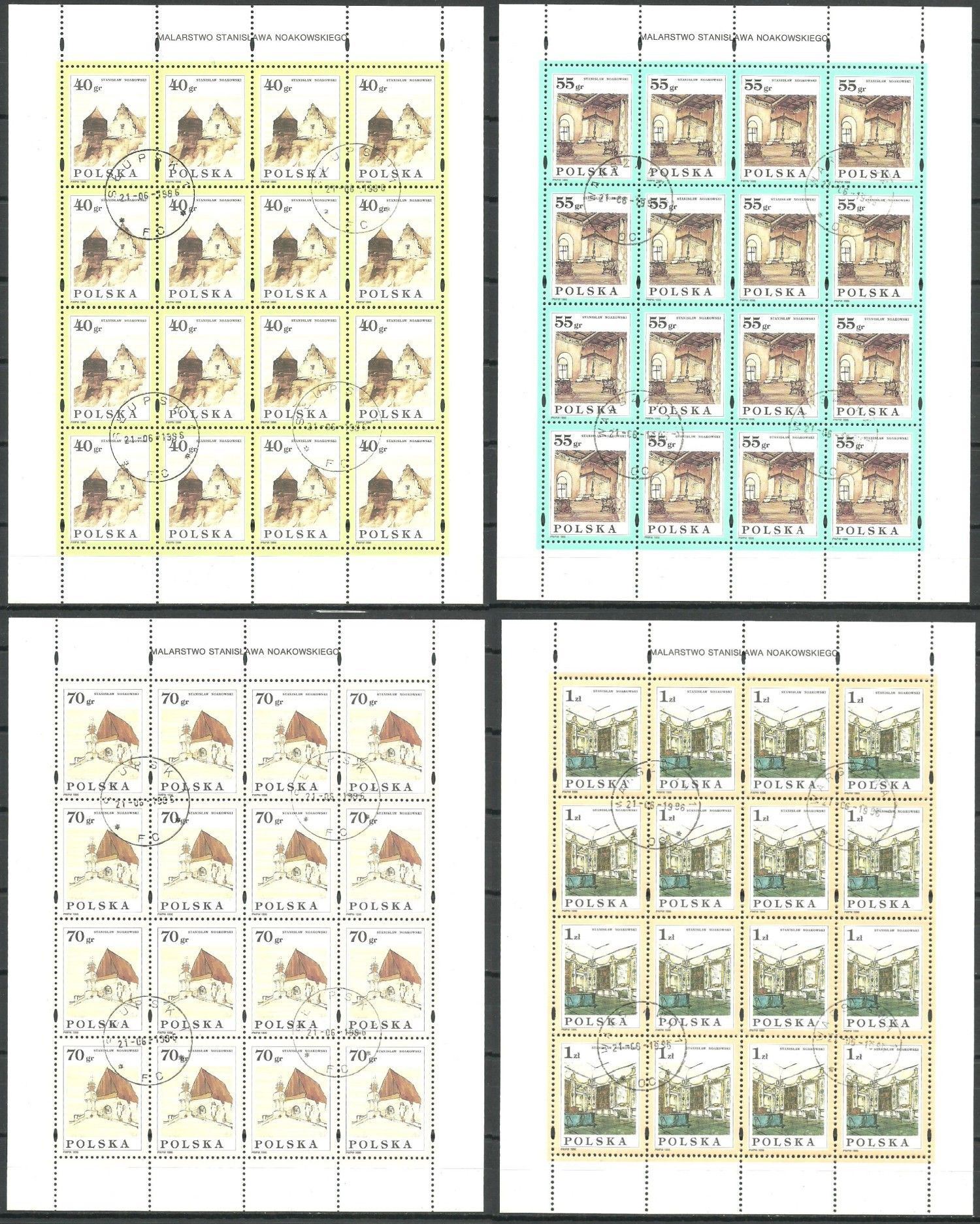 Znaczek Polska 1996 Mi abo ark 3599-3602 Fi ark 3451-3454 Stemplowane
