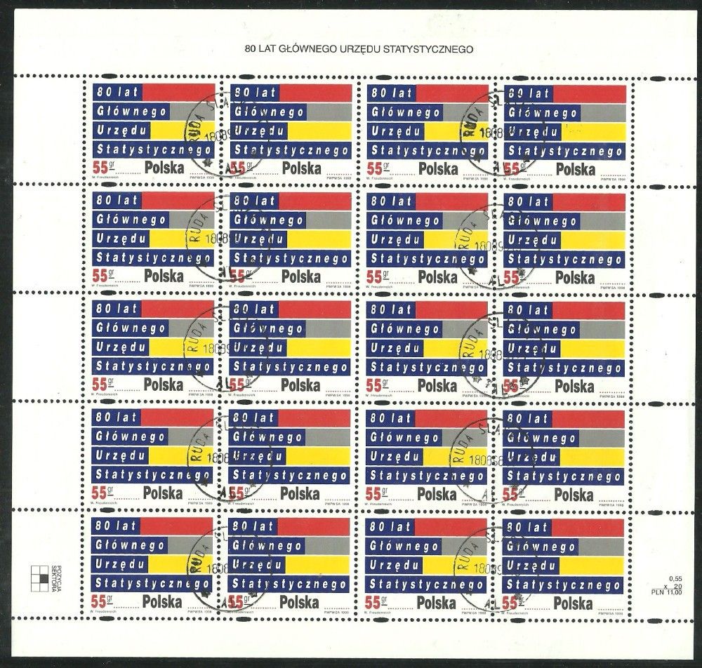 Znaczek Polska 1998 Mi abo ark 3721 Fi ark 3573 Stemplowane