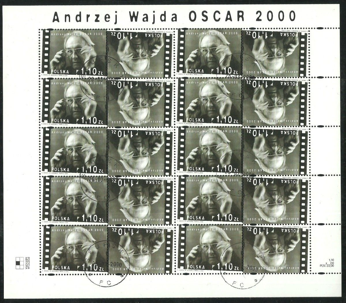 Znaczek Polska 2000 Mi abo ark 3819 Fi ark 3671 Stemplowane