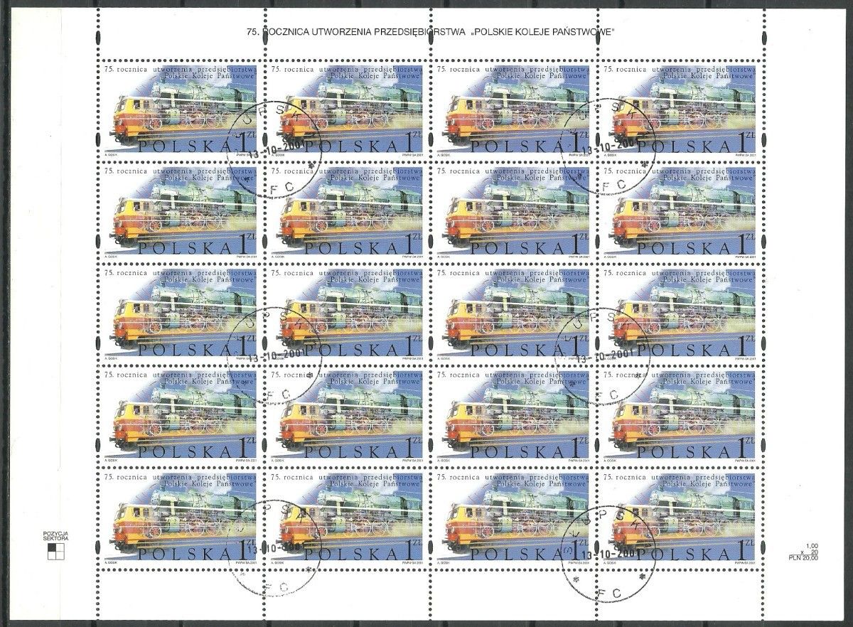 Znaczek Polska 2001 Mi abo ark 3920 Fi ark 3770 Stemplowane