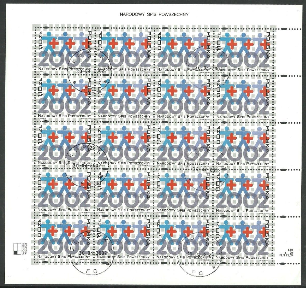 Znaczek Polska 2002 Mi abo ark 3969 Fi ark 3819 Stemplowane
