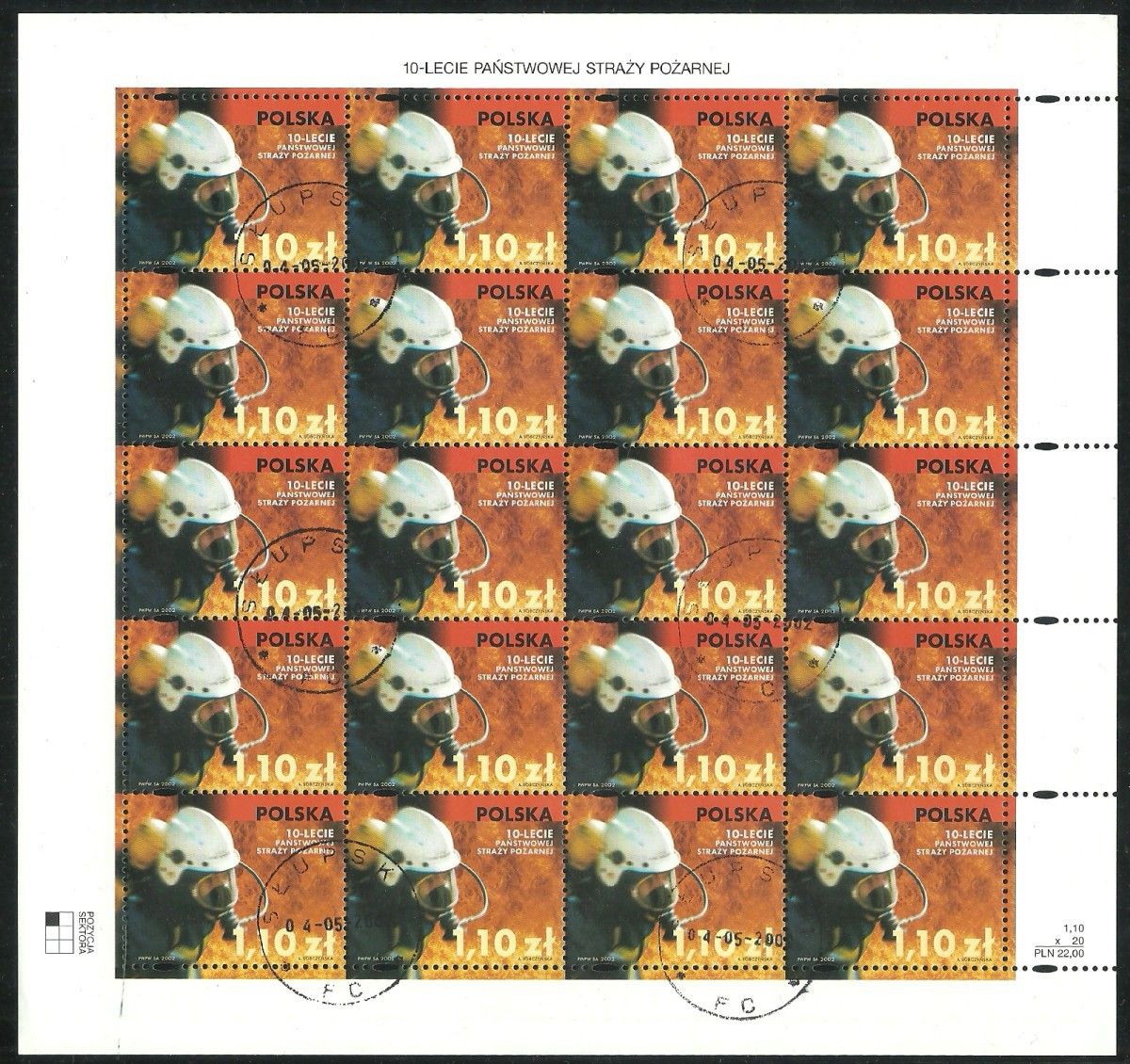 Znaczek Polska 2002 Mi abo ark 3971 Fi ark 3821 Stemplowane