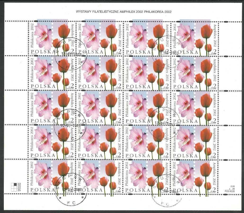 Znaczek Polska 2002 Mi abo ark 3983 Fi ark 3833 Stemplowane