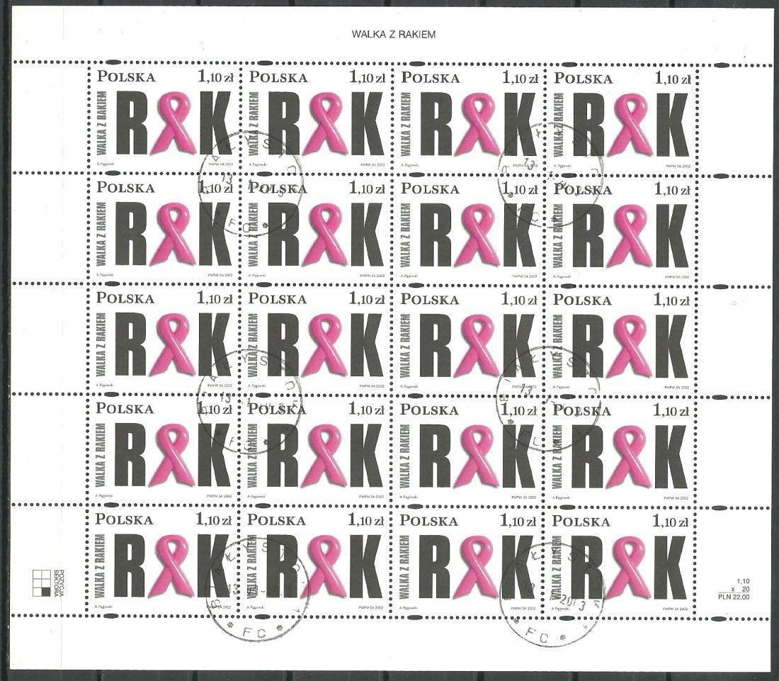 Znaczek Polska 2002 Mi abo ark 4006 Fi ark 3852 Stemplowane