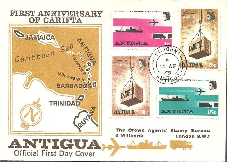 Znaczek Antigua i Barbuda 1969 Mi 206-209 FDC
