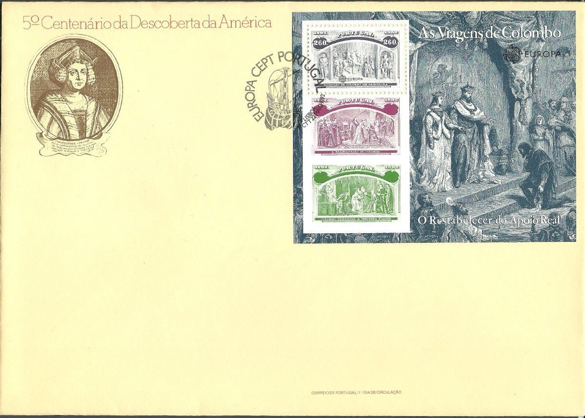 Znaczek Portugalia 1992 Mi bl 89 FDC