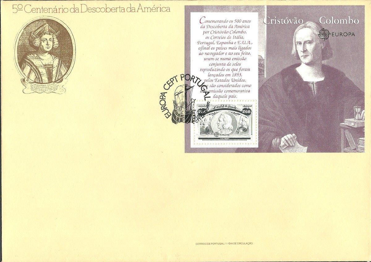 Znaczek Portugalia 1992 Mi bl 90 FDC