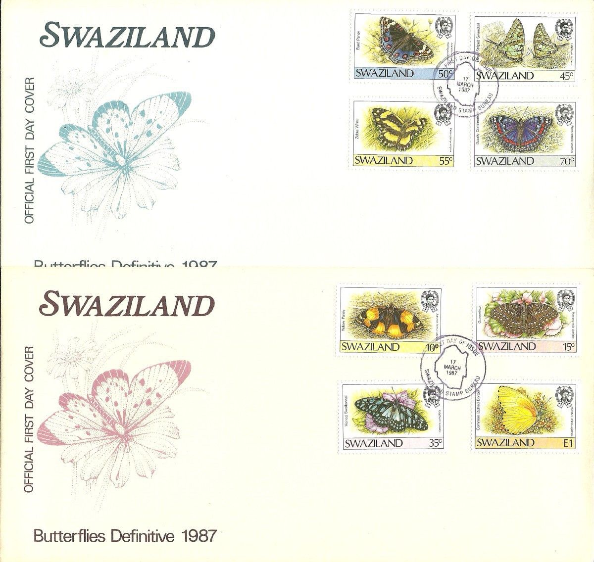 Znaczek Suazi 1987 Mi 515-516+520-525 FDC