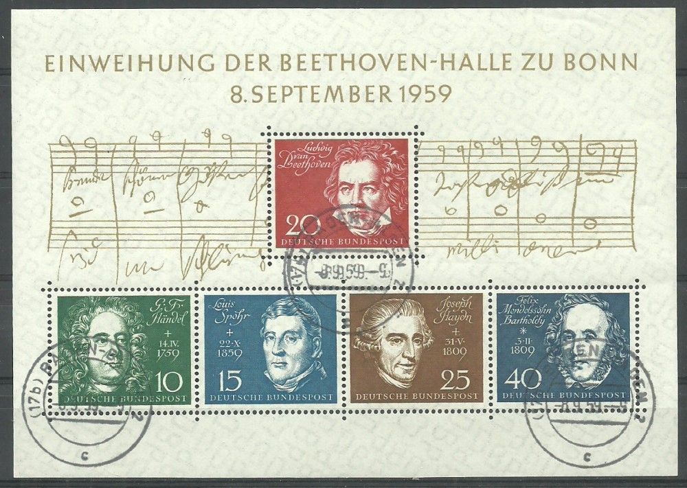 Znaczek Niemcy 1959 Mi abo bl 2 Stemplowane