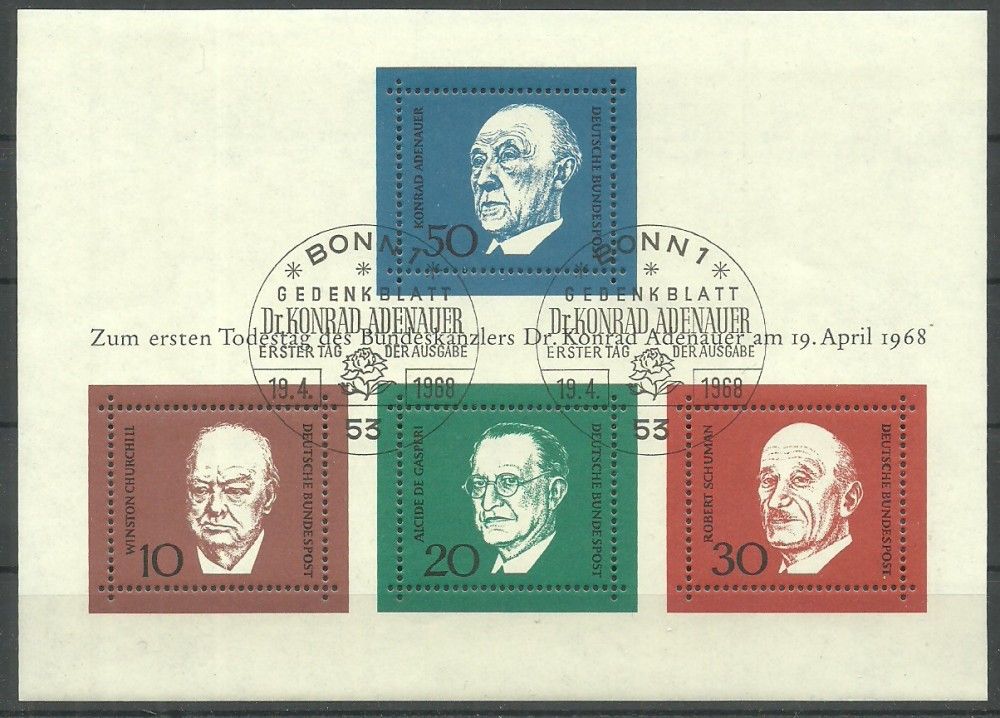 Znaczek Niemcy 1968 Mi abo bl 4 Stemplowane
