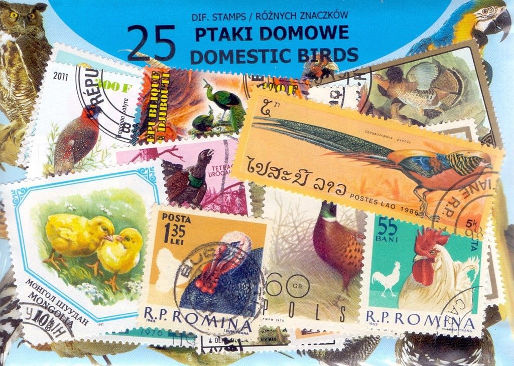 Znaczek PTAKI DOMOWE 25 znaczków