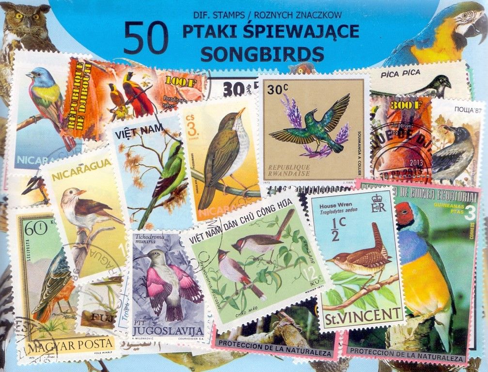 Znaczek PTAKI ŚPIEWAJĄCE 50 znaczków
