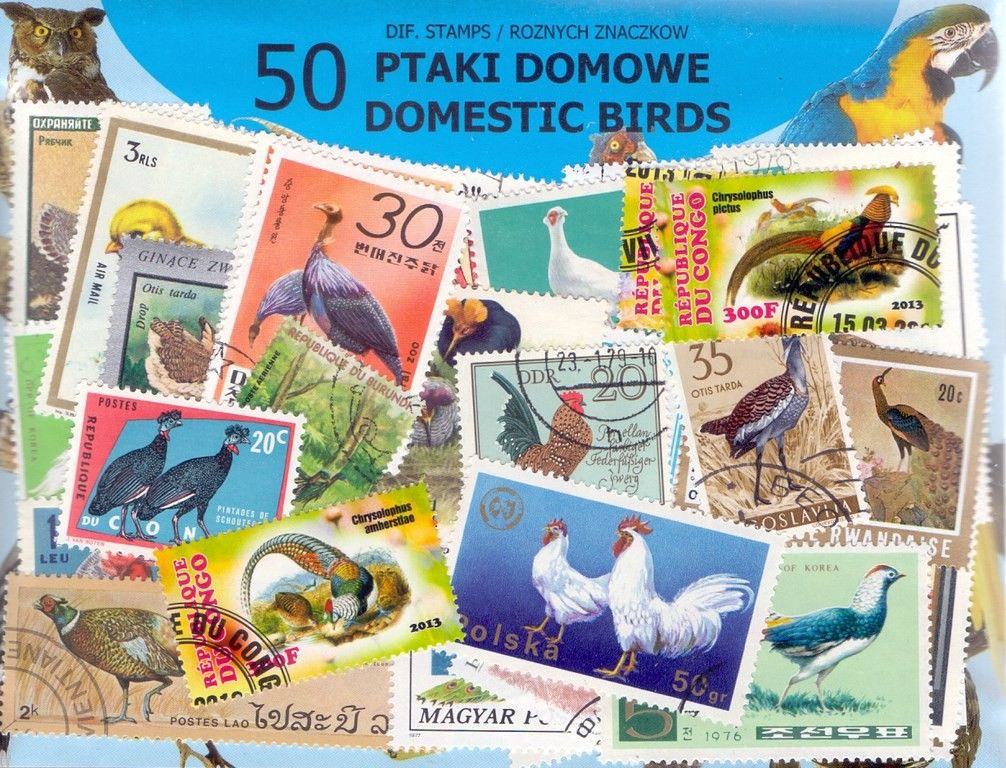 Znaczek PTAKI DOMOWE 50 znaczków
