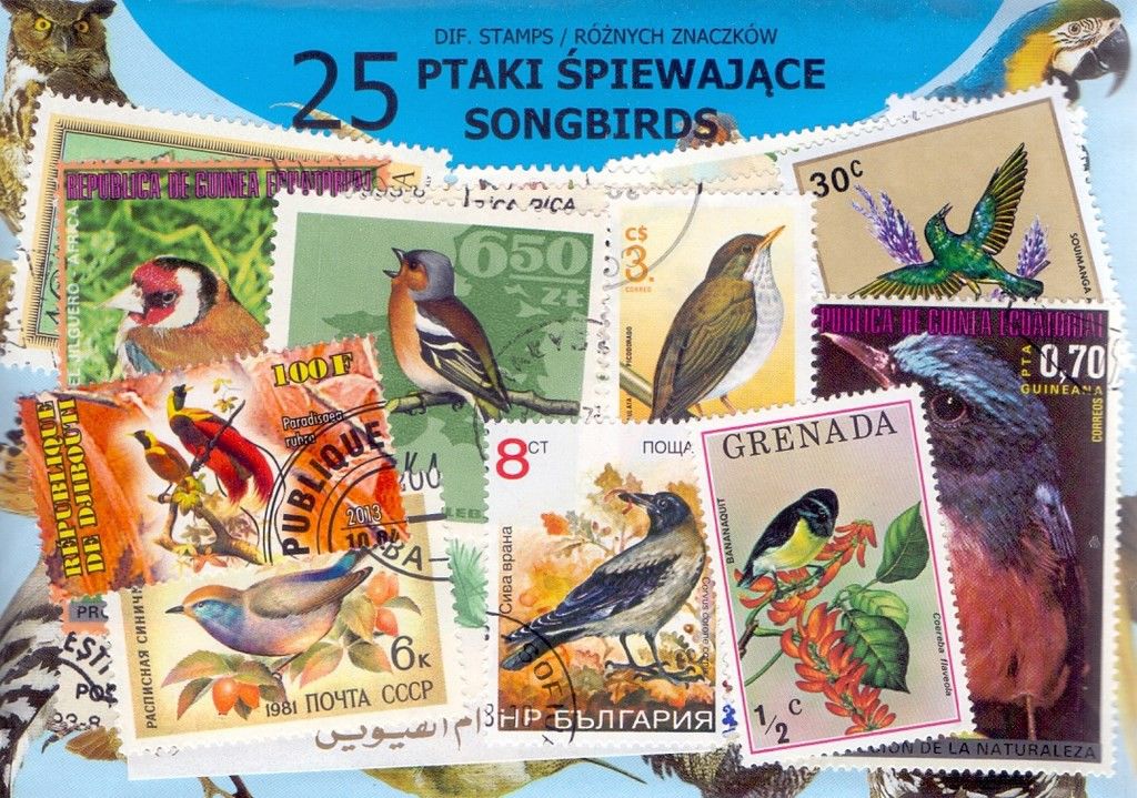 Znaczek PTAKI ŚPIEWAJĄCE 25 znaczków