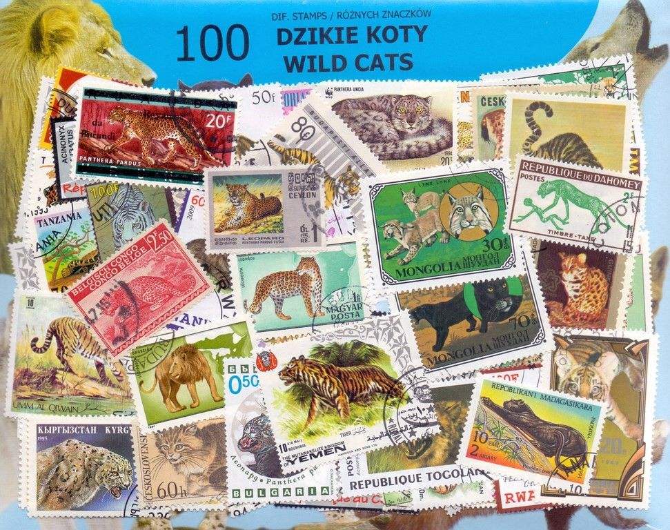 Znaczek DZIKIE KOTY 100 znaczków
