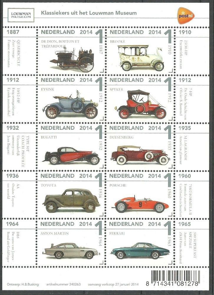 Znaczek Holandia 2014 Mi ark 3211-3220 Czyste **