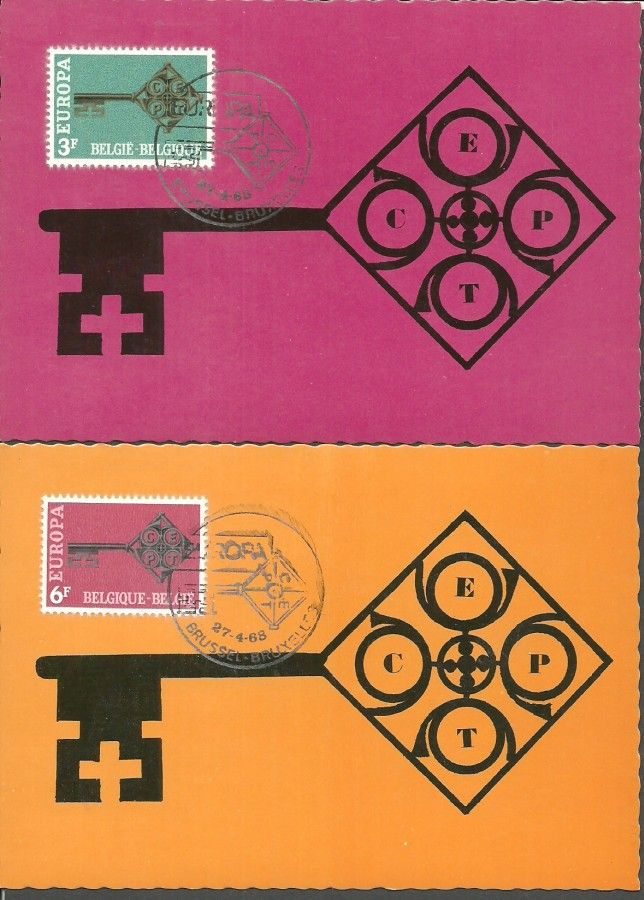 Znaczek Belgia 1968 Mi 1511-1512 Karta Max