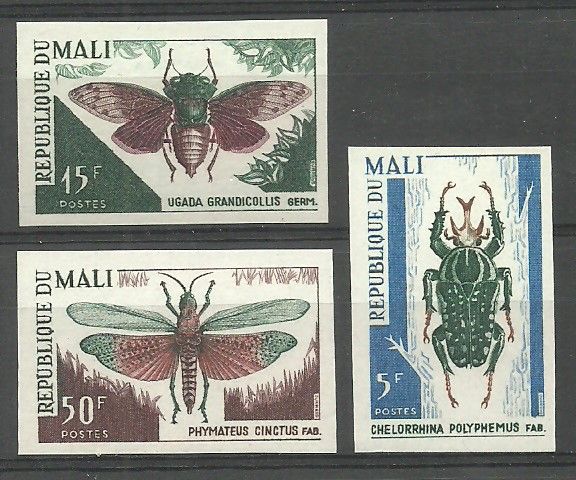 Znaczek Mali 1967 Mi 151-153B Czyste **