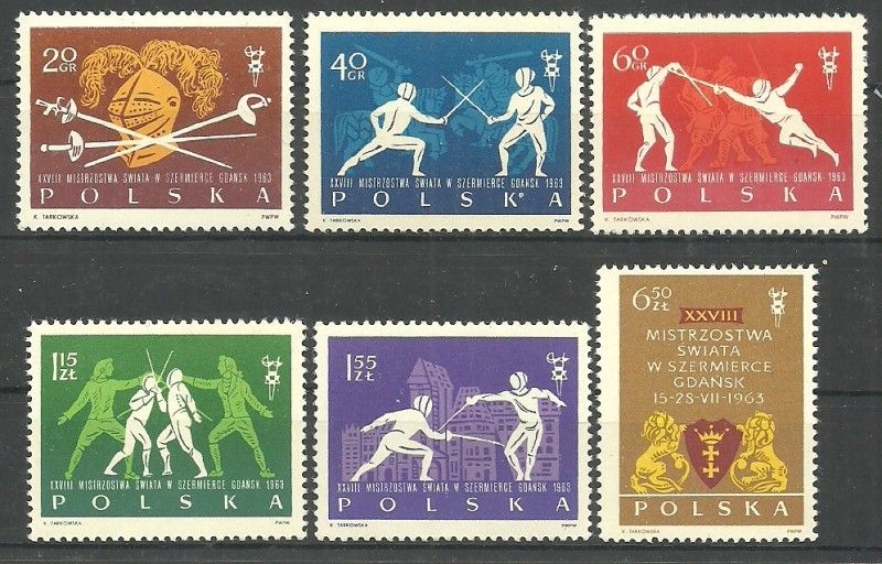 Znaczek Polska 1963 Mi 1405-1410 Fi 1257-1262 Czyste **