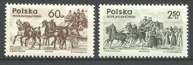 Znaczek Polska 1965 Mi 1621-1622 Fi 1480-1481 Czyste **