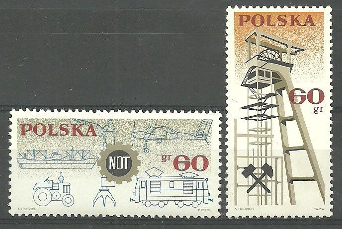 Znaczek Polska 1966 Mi 1653-1654 Fi 1504-1505 Czyste **
